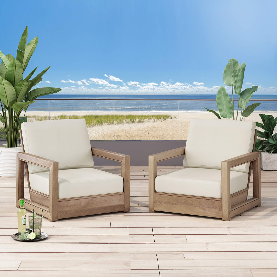 Christopher Knight Home Wesley Outdoor Acacia Wood Club Chairs (Set of 2)