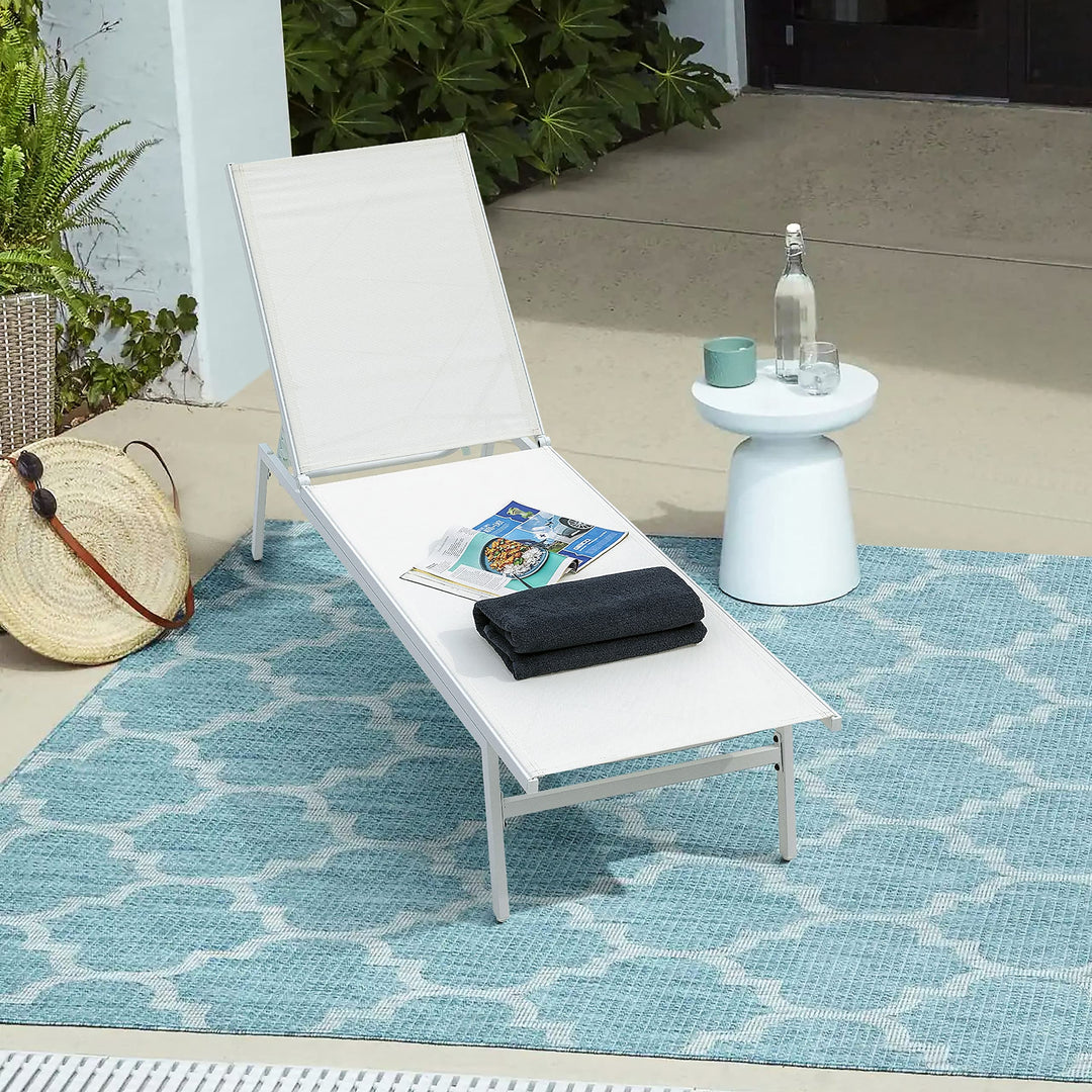 Nuu Garden Outdoor Textilene Cape Coral Mesh Single Lounge Chair White Solid