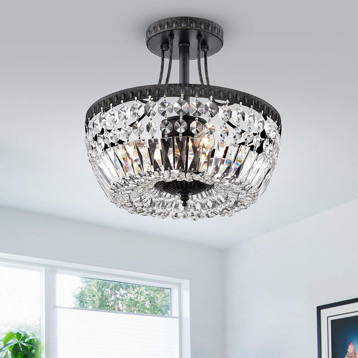 First Lighting Achenar Crystal 3-Light Semi Flush Mount