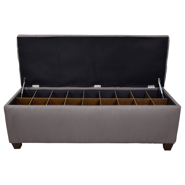 The Sole Secret Button Tufted Shoe Ottoman Storage Bench for Bedroom or Entryway Grey Large