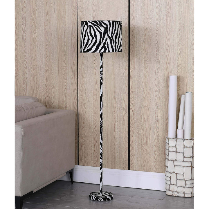 59 in. Suede Zebra Print Floor Lamp White Modern Contemporary