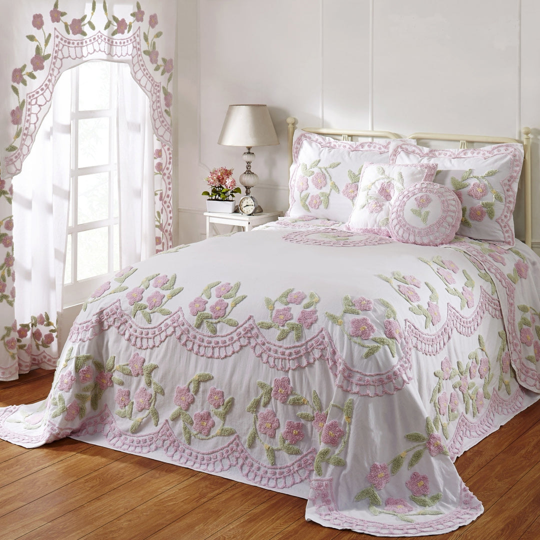 1 Piece Chenille Standard Pillow Sham Floral Pattern Pillow Case Shabby