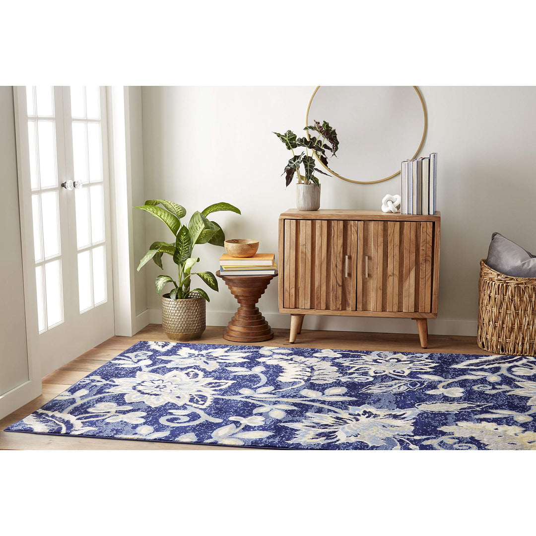 Home Dynamix Tremont Teaneck Transitional Area Rug Floral Navy Blue 3'3"x5'2"