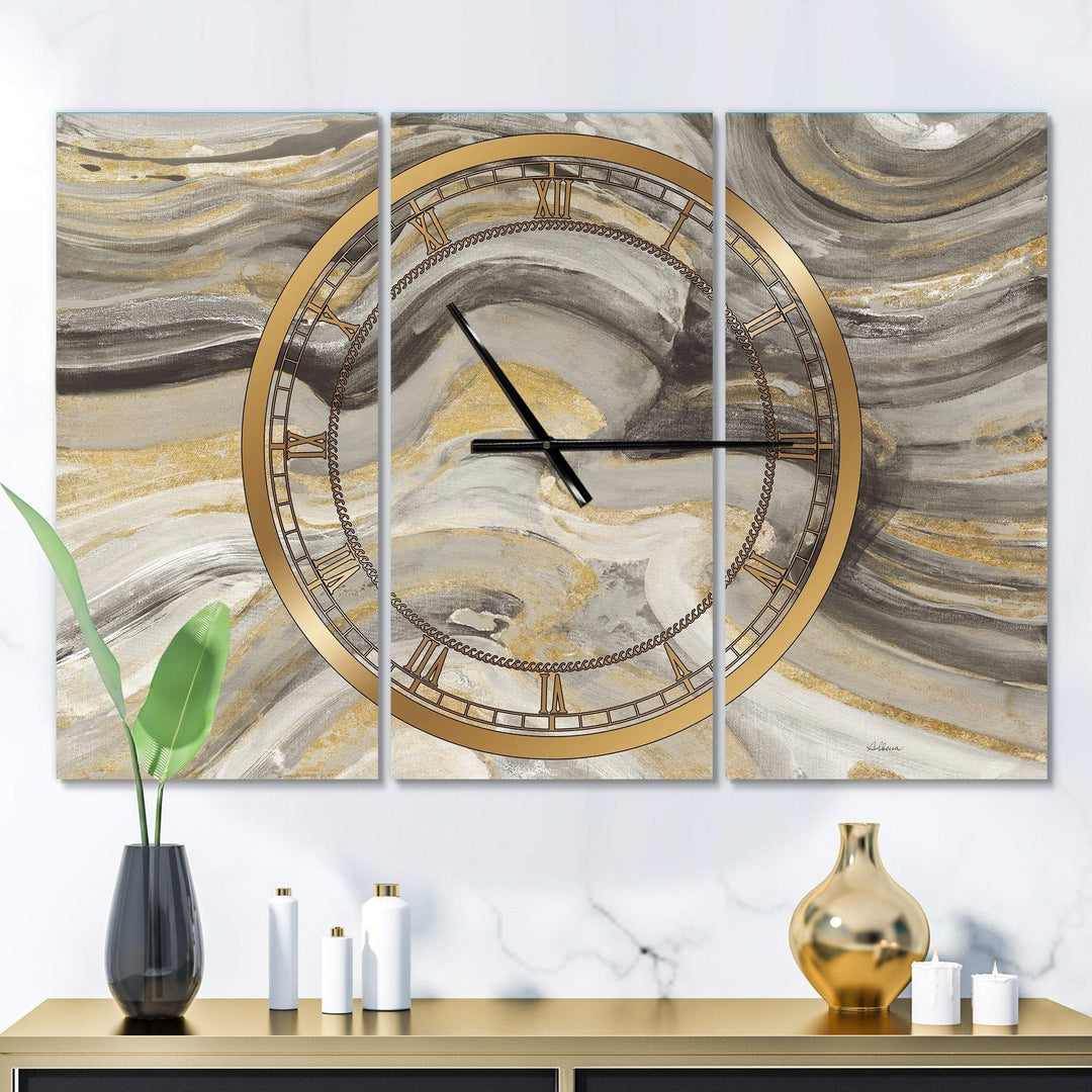 Glam Gold Canion' Glam 3 s Oversized Wall Clock 36 in. Wide X 28 High