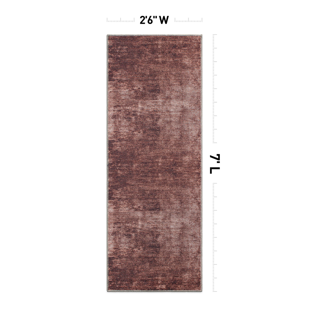 Contemporary Distressed Stripe Machine Washable Area Rug