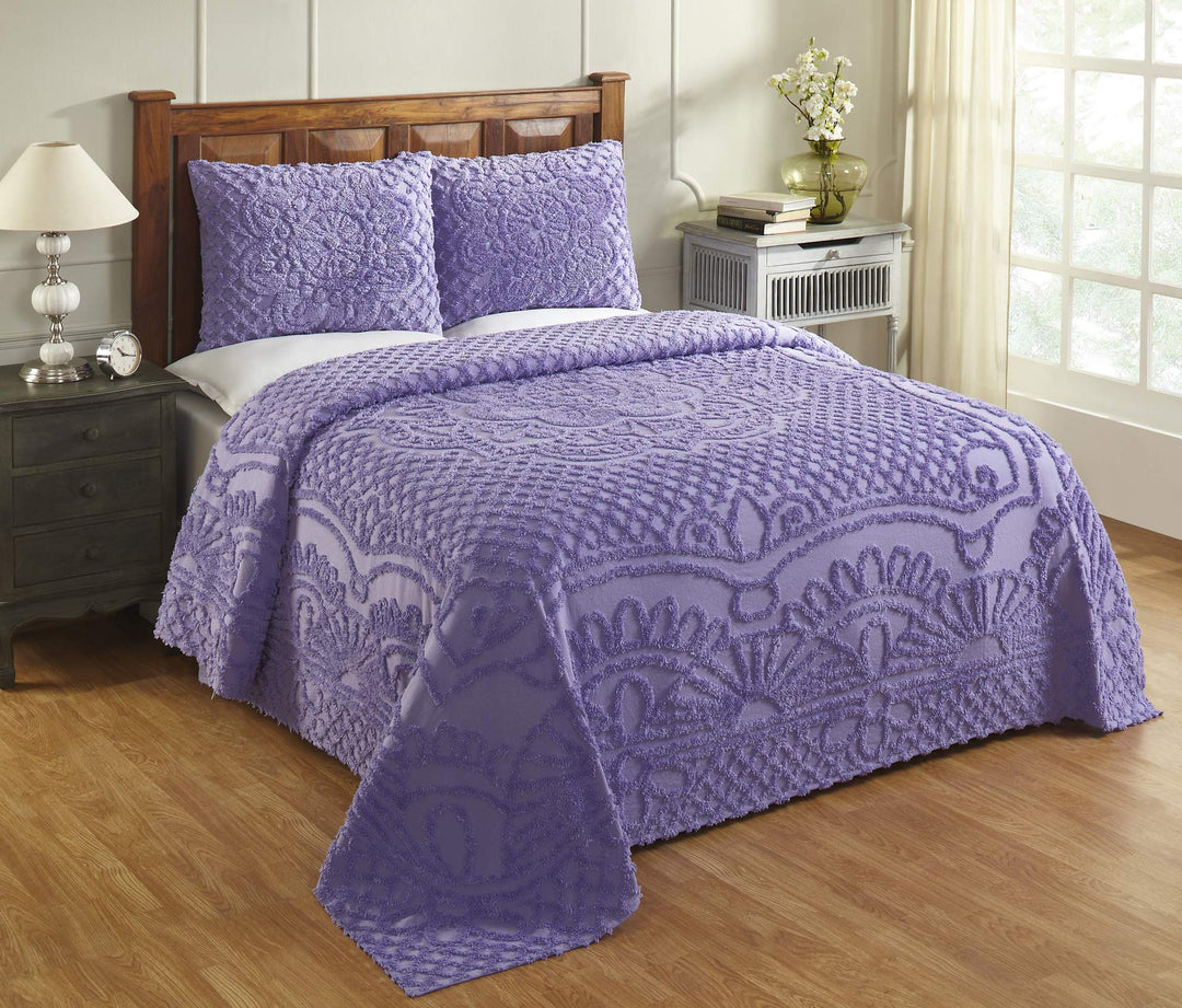 Better Trends Chenille Bedspreads Set King Size Trevor Collection Medallion Lavender - King