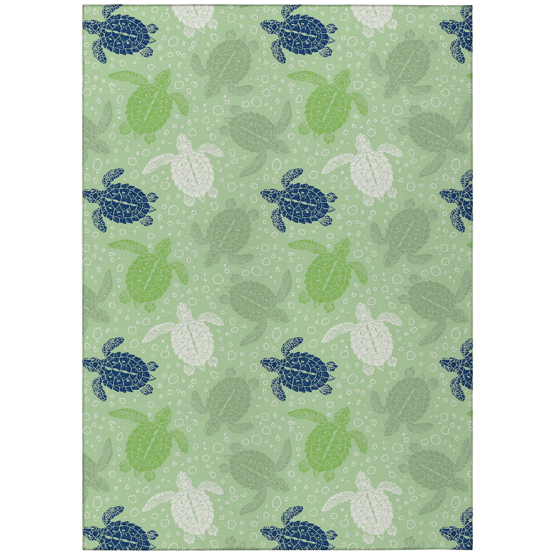 Addison Rugs Surfside ASR43 Green 9' x 12' Indoor Outdoor Area Rug Easy Clean Green - 9' x 12'