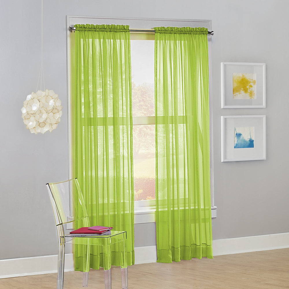 No. 918 Calypso Sheer Voile Rod Pocket Curtain Panel 59" x 84" Lime 59" x 84" - Lime