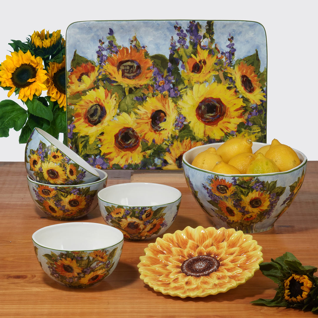 Certified International Sunflower Bouquet Square Platter 12.5"