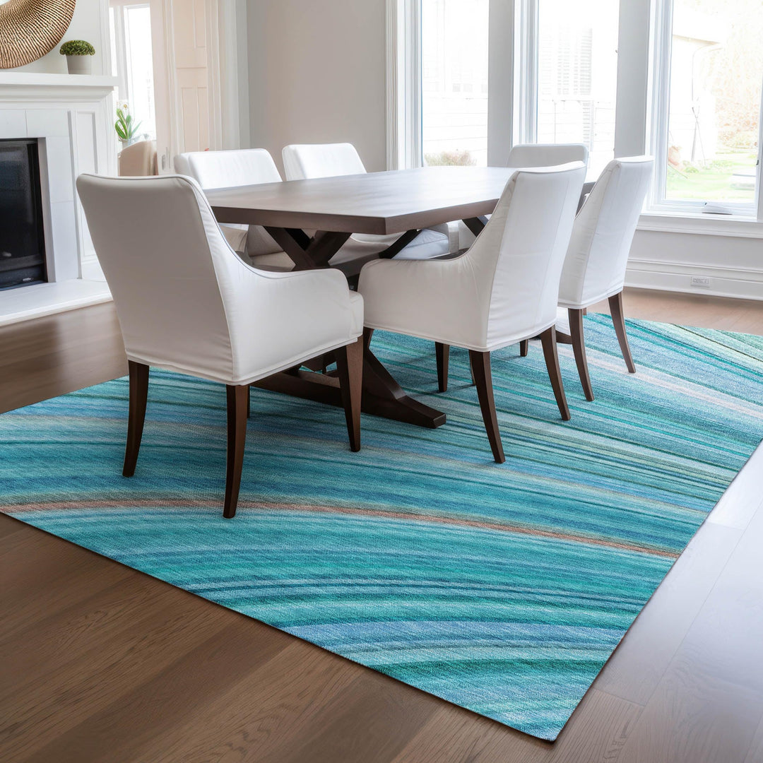 Machine Washable Indoor/ Outdoor Chantille Modern Burst Rug