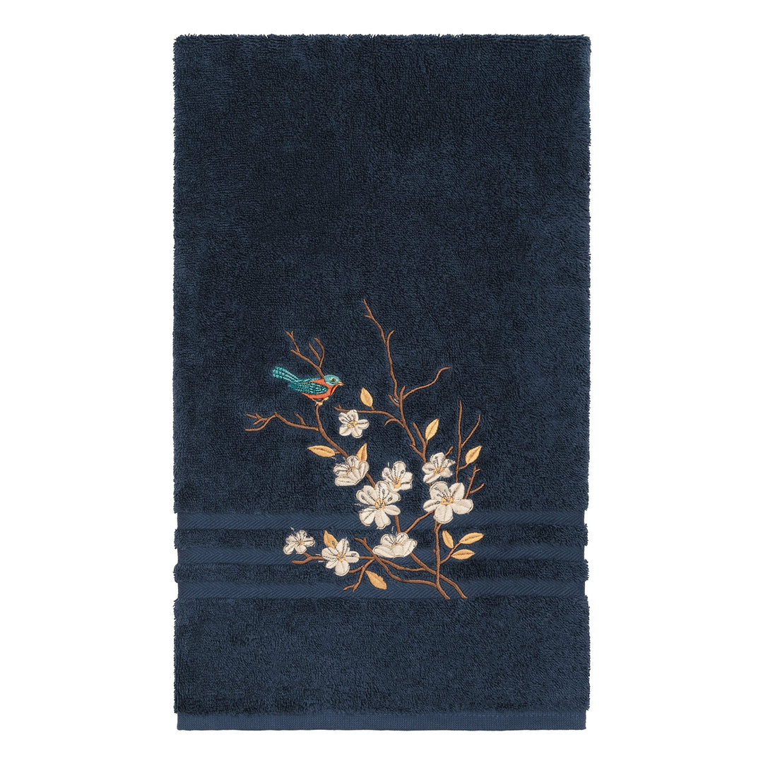 Authentic Hotel and Spa Turkish Cotton Blue Bird Embroidered Midnight Blue