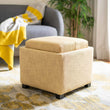 Storage Gold Viscose Tray Ottoman Transitional Solid Square Fabric Upholstered