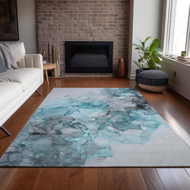 Machine Washable Indoor/ Outdoor Abstract Chantille Rug