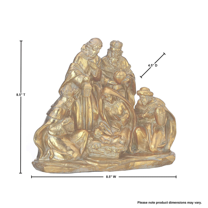 8.5" Resin Golden Nativity Scene Gold Polyresin - Diamond Home USA