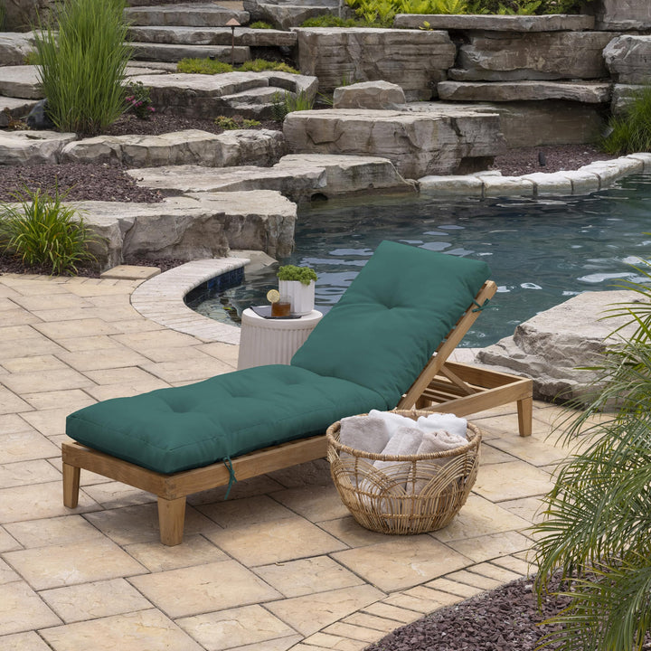 Arden Selections Outdoor Plush Modern Tufted Chaise Cushion 76 x 22 Water Garden Floral