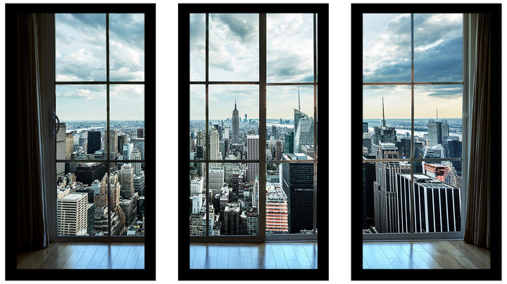 Picture Perfect International New York Window Framed Plexiglass Art Set of 3 13.5 Inches X 25.5 Inches X 1 Inches Each