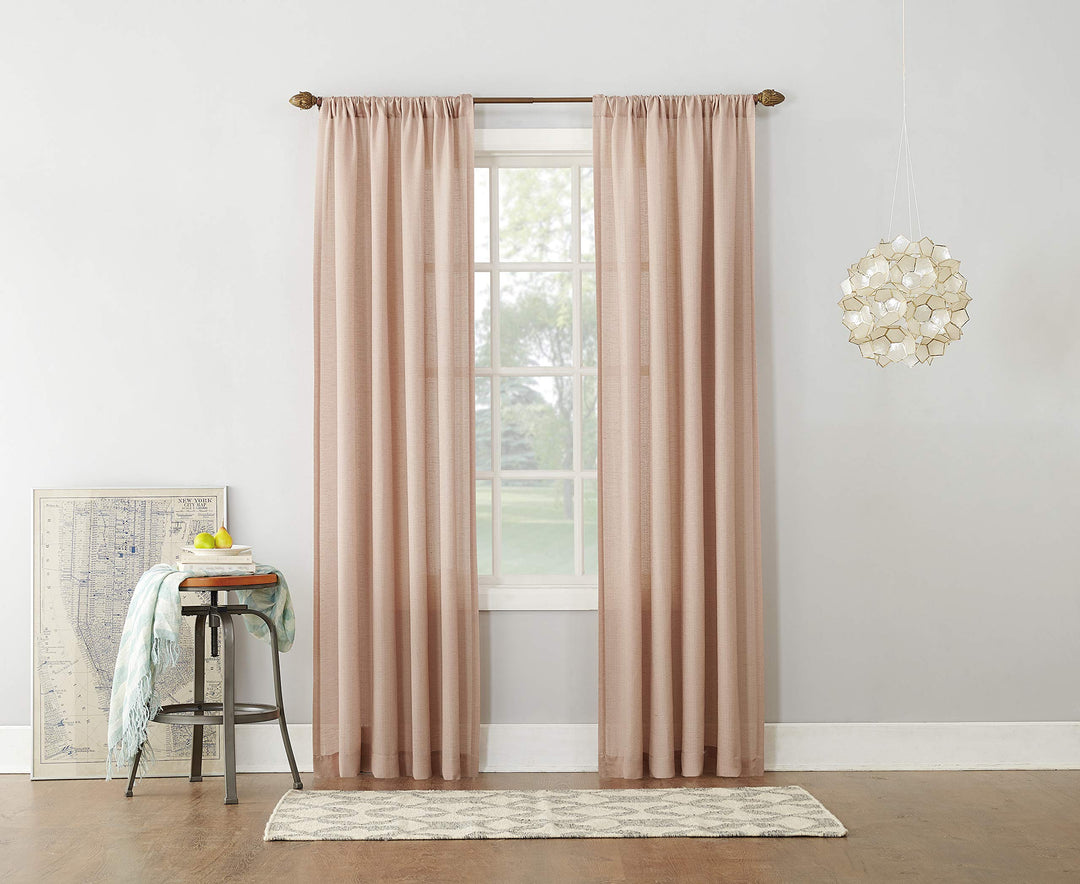 No. 918 Amalfi Linen Blend Semi-Sheer Rod Pocket 1-Piece Curtain Panel, Single Panel