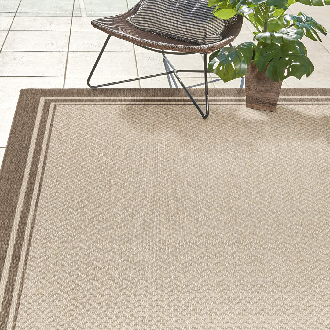 Gertmenian Indoor Outdoor Classic Flatweave Area Rug Stain & UV Resistant Carpet 7'10"x10' - Havana/Sand