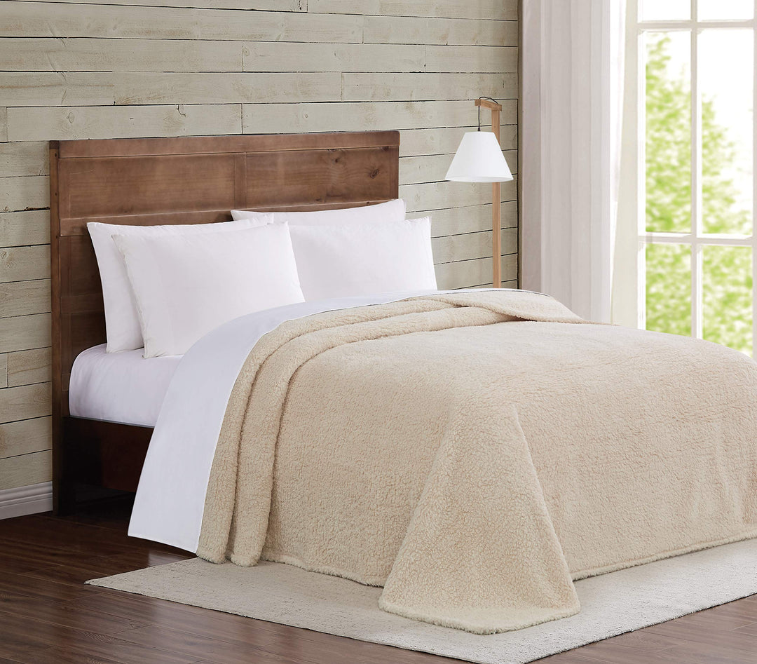 Brooklyn Loom Marshmallow Sherpa Bed Blanket King Ivory King - Ivory