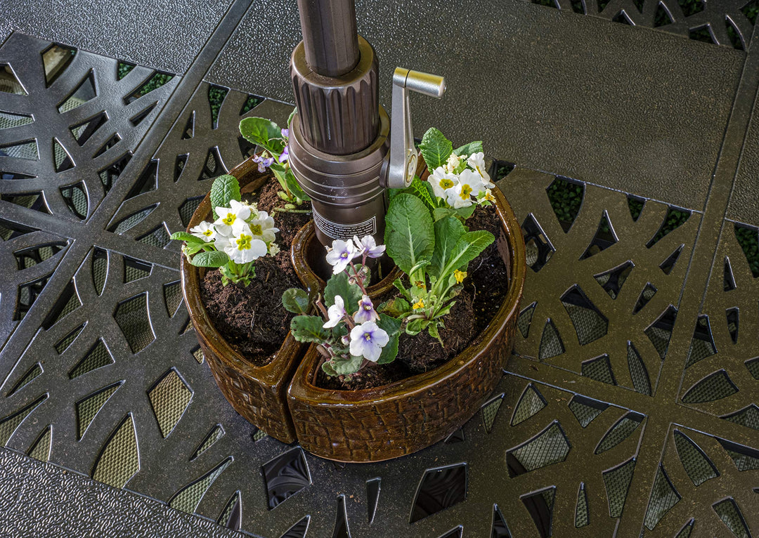 Alfresco Home Cobblestone Umbrella Planter Terra Brown