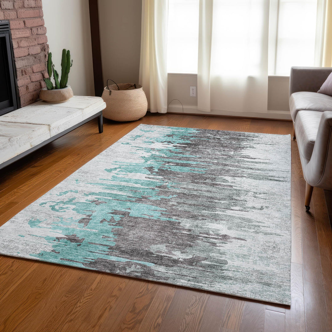 Addison Rugs Chantille ACN704 Teal 5' x 7'6" Indoor Outdoor Area Rug Easy - Diamond Home USA