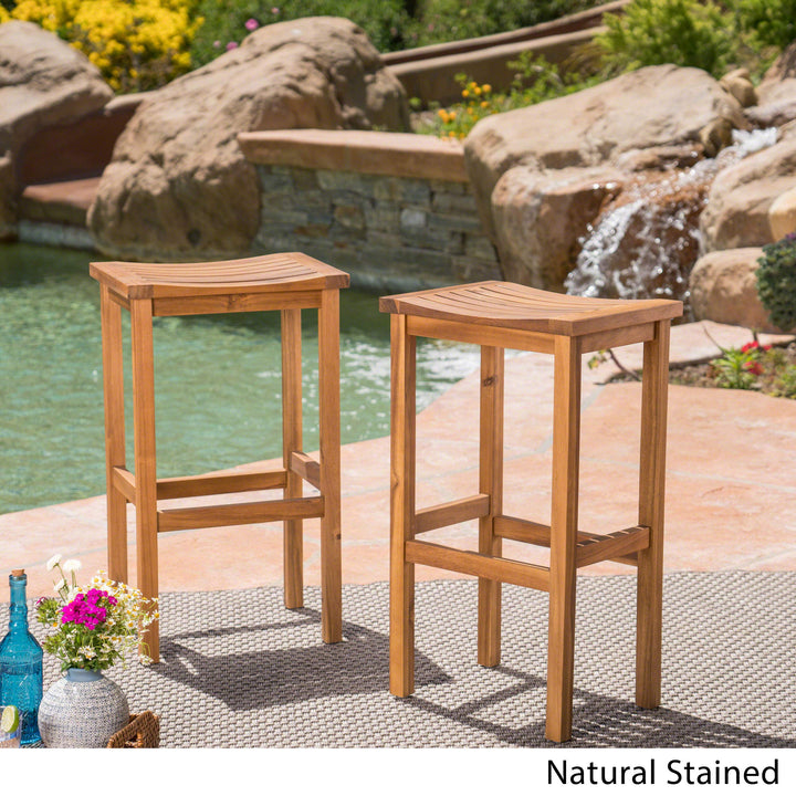 Christopher Knight Home Caribbean Outdoor 30" Acacia Wood Barstools 2-Pcs Set natural stained