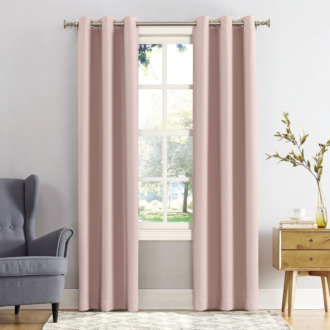 Sun Zero Easton Energy Saving Blackout Grommet Curtain Panel 40" x 84" Blush 40" x 84" - Blush