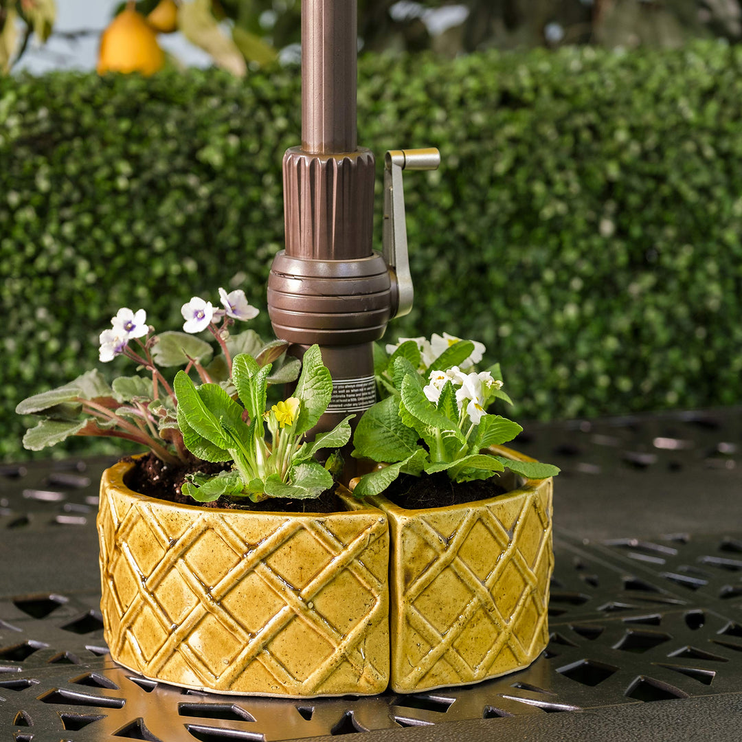 Alfresco Home 38-8450 Trellis Umbrella Planter Terra Gold