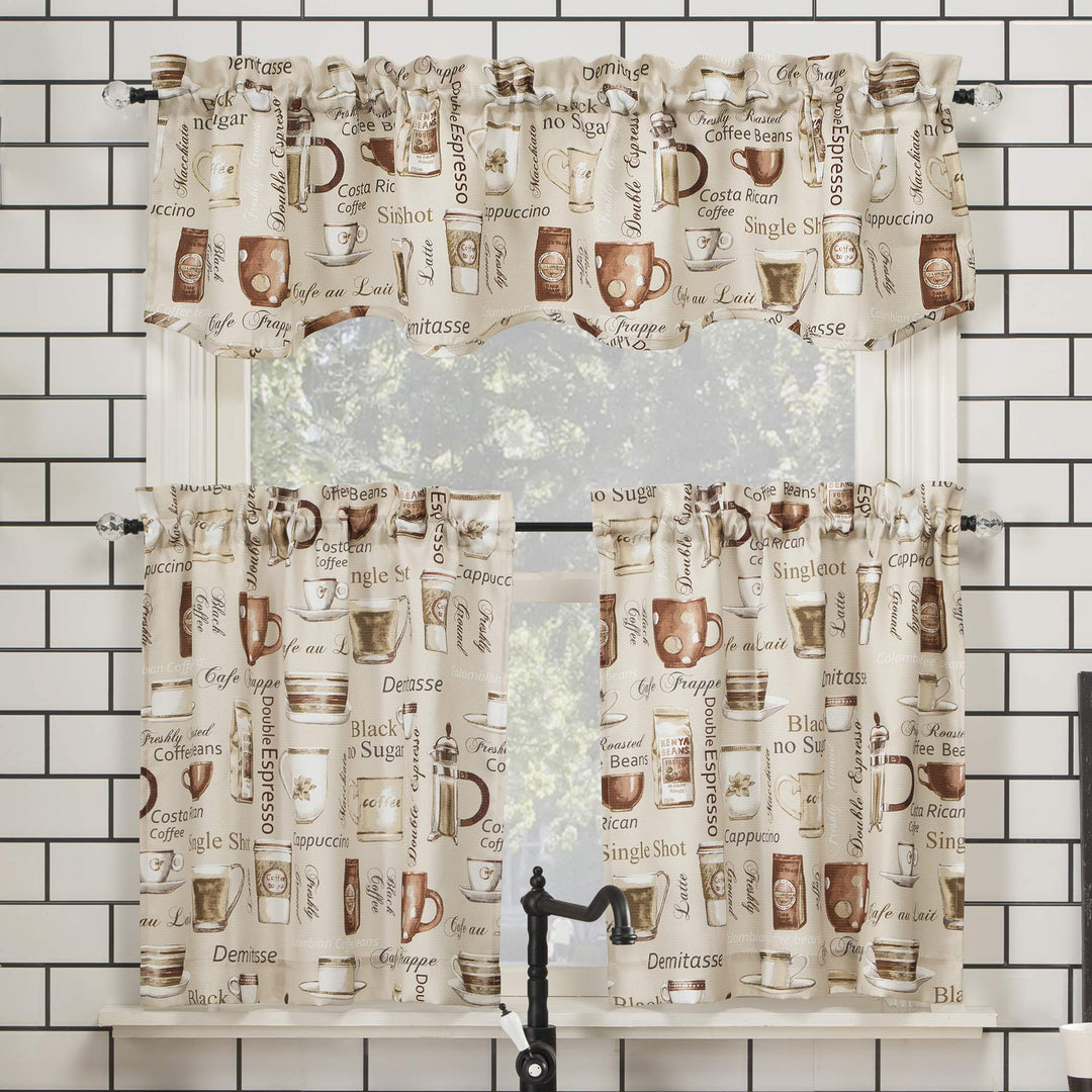 No. 918 Bristol Coffee Shop Semi-Sheer Rod Pocket Kitchen Curtain Valance and 54 x 36 - Ivory