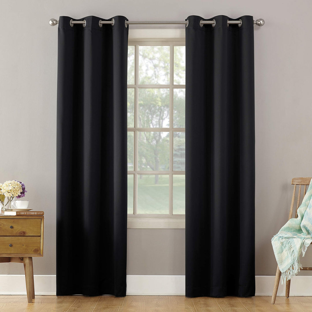 Sun Zero Becca Energy Efficient Grommet Curtain Panel 40" x 84" Black 40 x 84 - Black