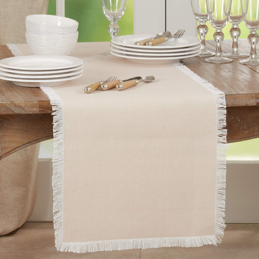 Fringe Border Table Runner Natural