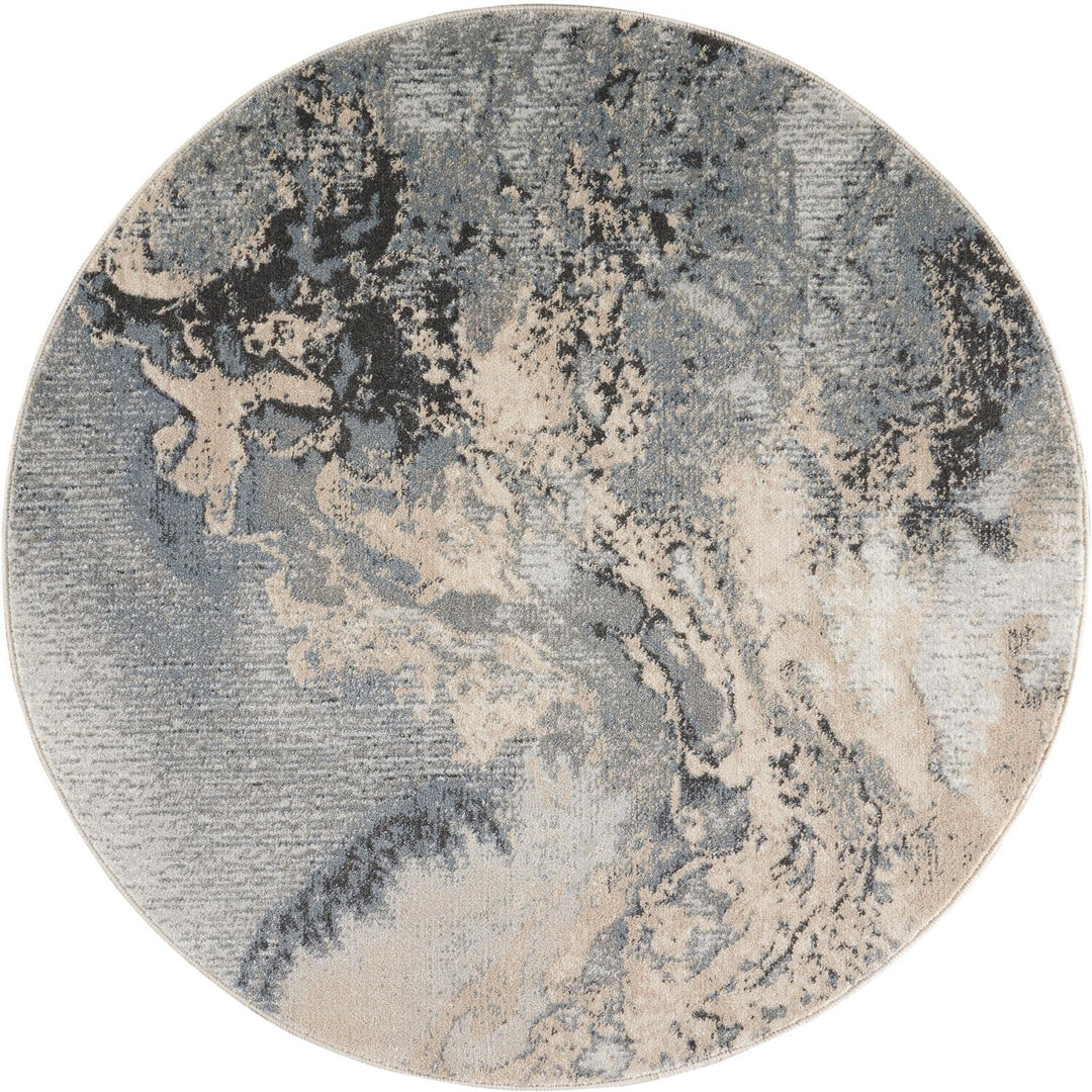 Nourison Maxell Modern Abstract Grey 5'3" x Round Area Rug (5' Round) 5'3" Round - Grey