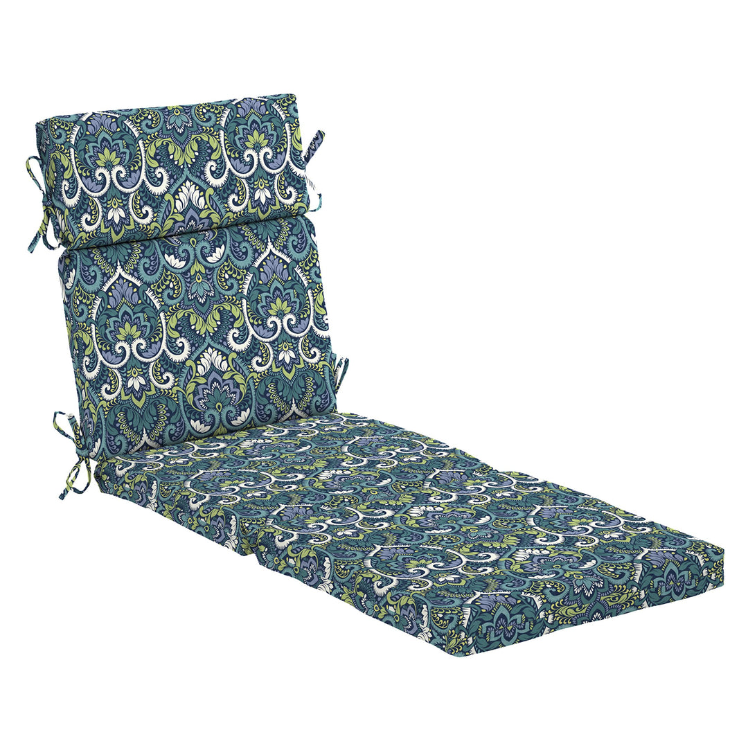 Arden Selections Outdoor Chaise Cushion 22 x Rain-Proof Fade Resistant 22 x 77 in L x 22 in W x 3.5 in H - Sapphire Blue Leala Damask