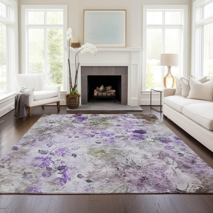 Machine Washable Indoor/ Outdoor Chantille Vanishing Floral Rug