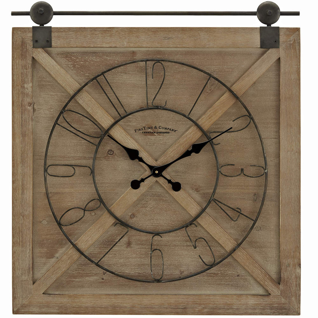 FirsTime & Co. Farmstead Barn Door Wall Clock for Home Office Kitchen