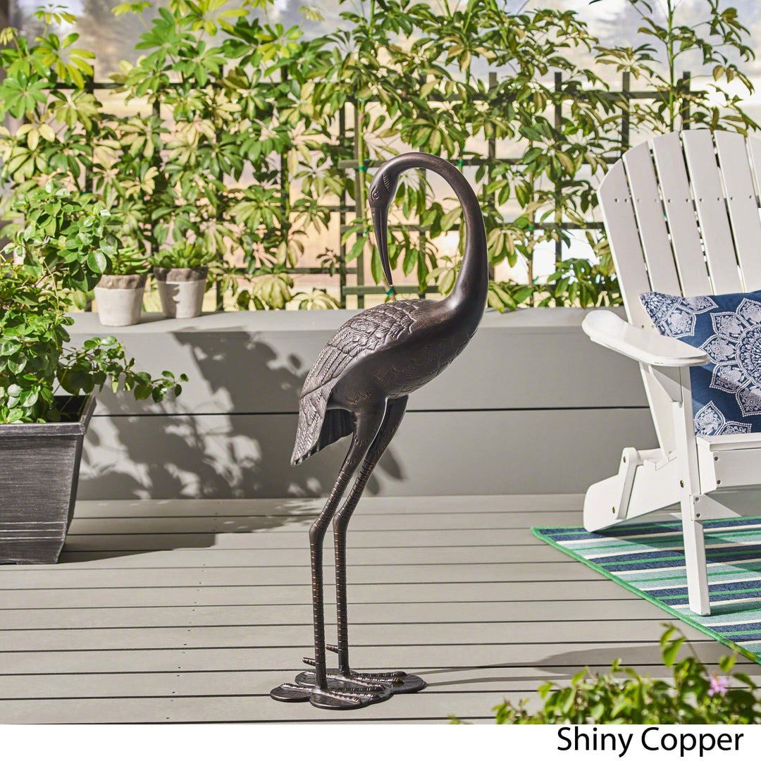 Christopher Knight Home Sunny Outdoor 39 Inch Aluminum Crane Shiny Copper