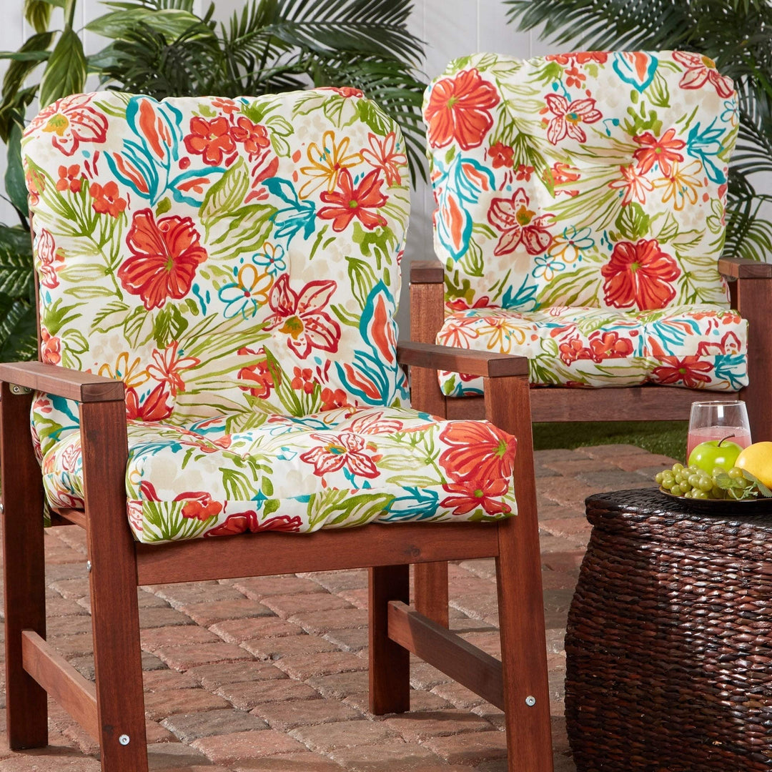 Floral 21-inch X 42-inch Outdoor Chair Cushion (Set of 2) Multi Color Casual