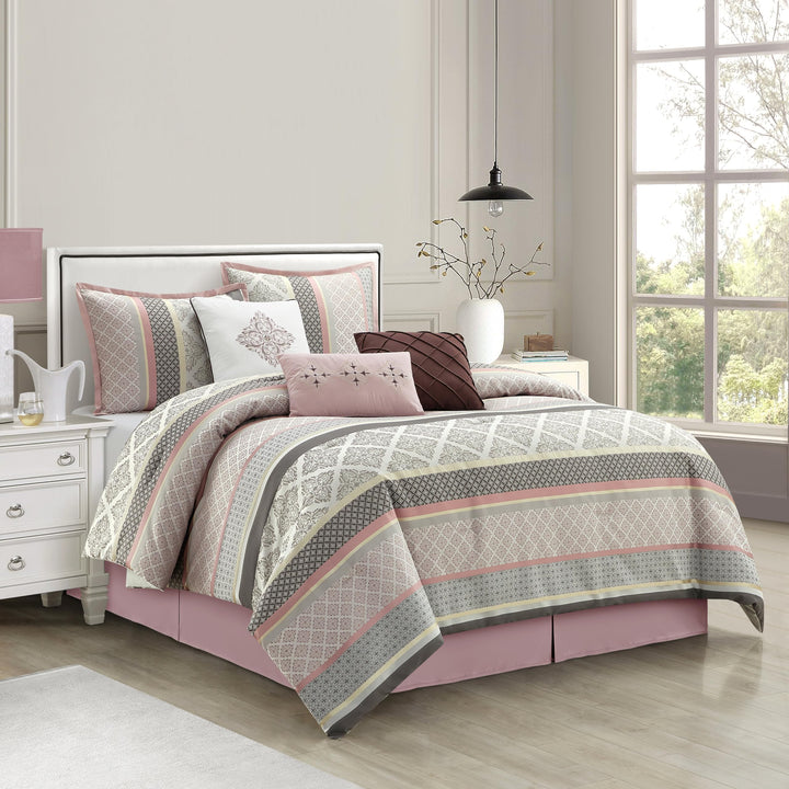 Stratford Park Jacquard 7 Piece Comforter Set Bed Size Geometric