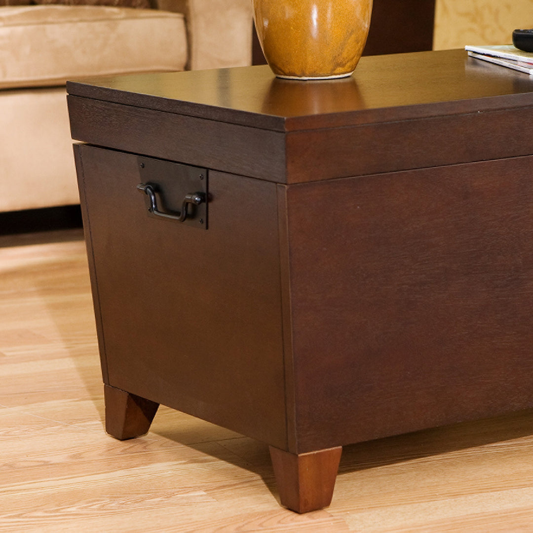 SEI Furniture Pyramid Storage Trunk Coffee Table Espresso