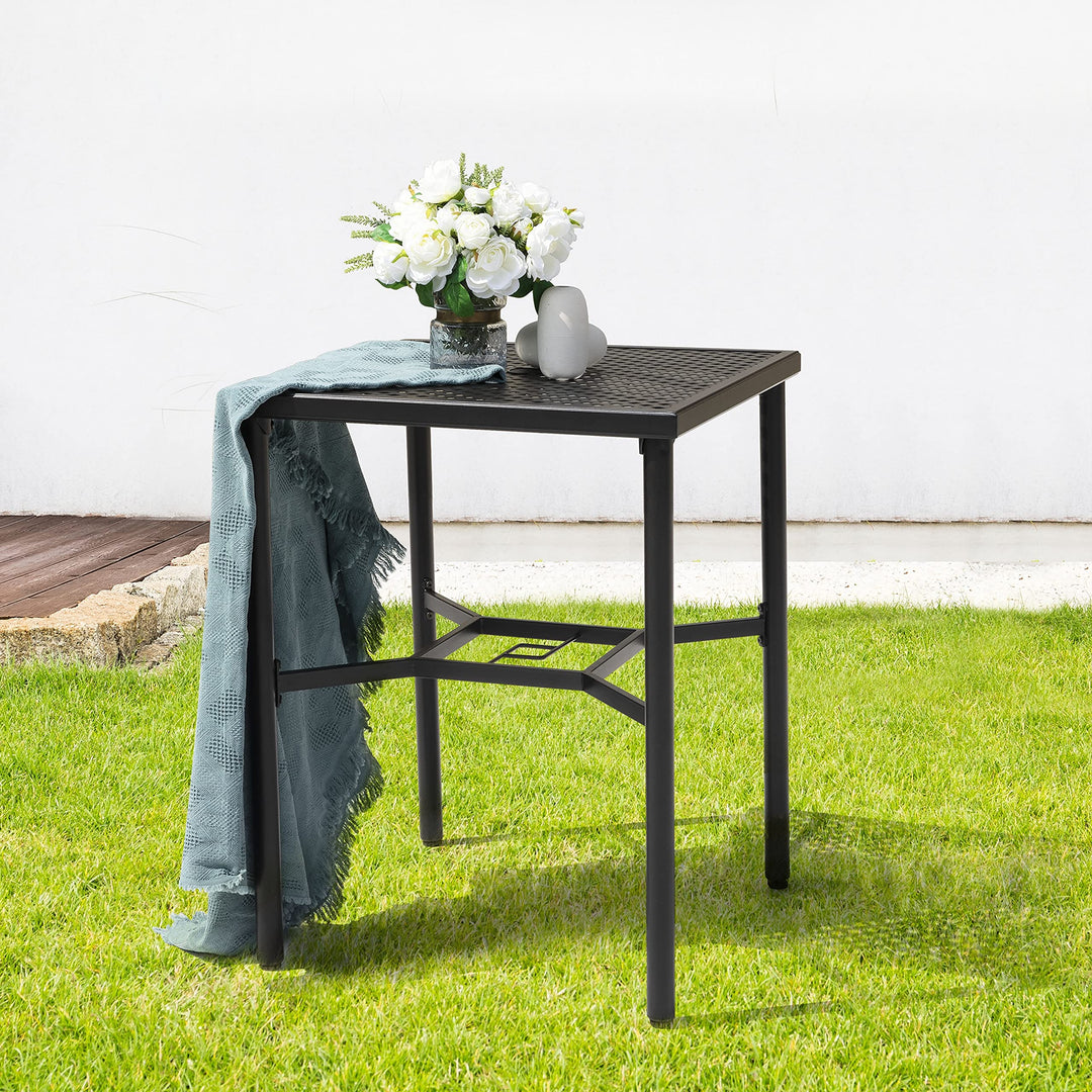 Garden 28-in. Outdoor Square Bar Table with an Umbrella Hole Black Classic