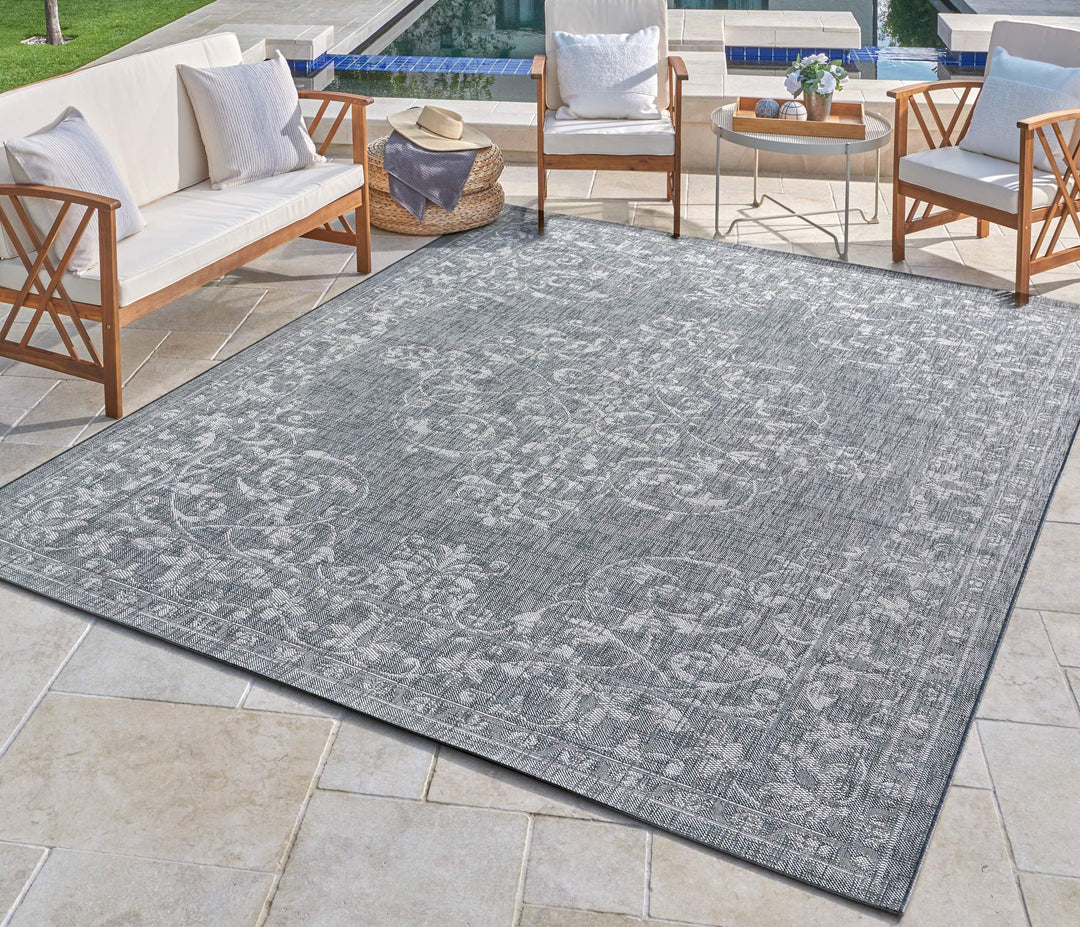 Gertmenian Indoor Outdoor Classic Flatweave Area Rug Stain & UV Resistant Carpet 7'10"x10'