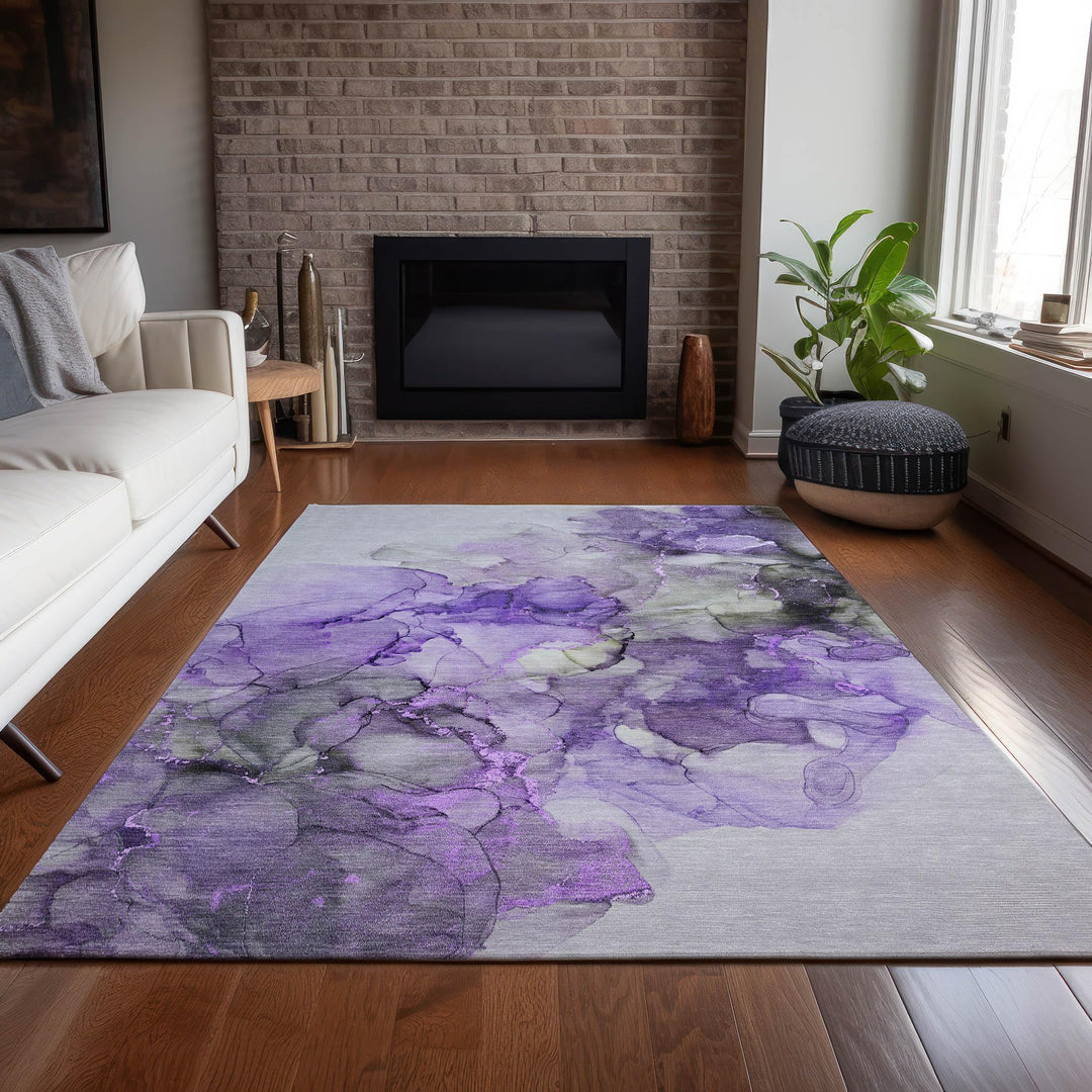 Machine Washable Indoor/ Outdoor Abstract Chantille Rug