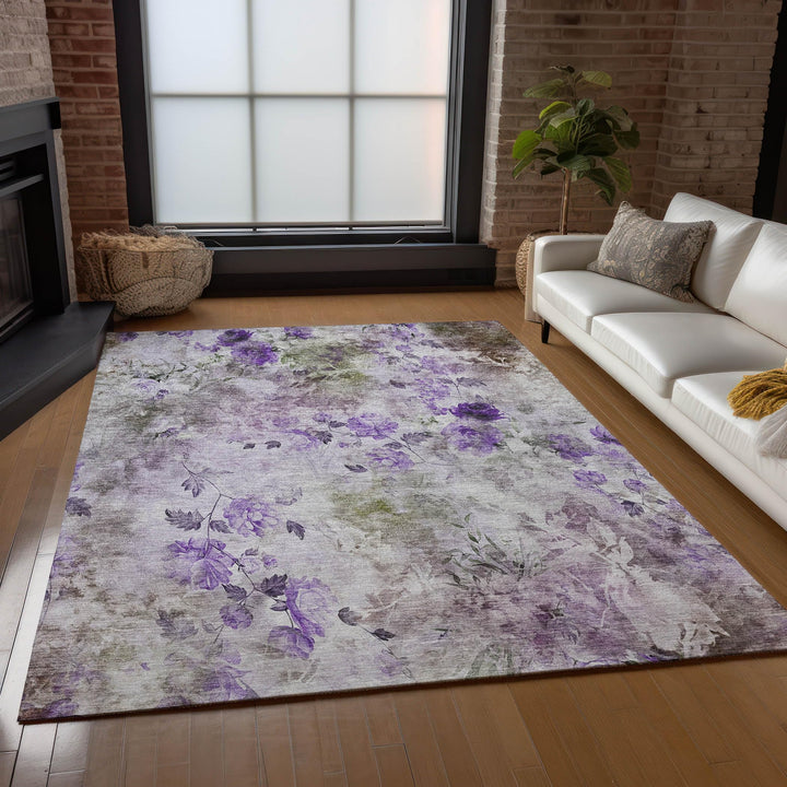 Machine Washable Indoor/ Outdoor Chantille Vanishing Floral Rug