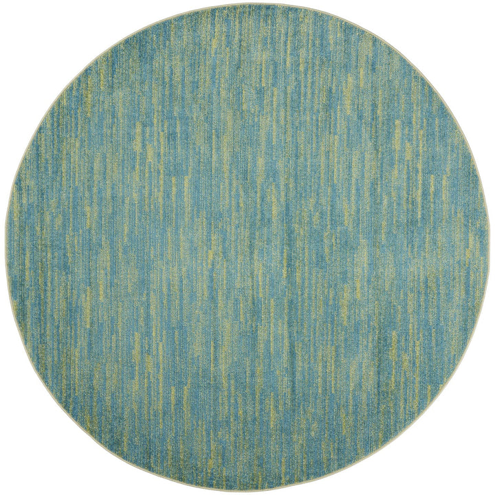 Nourison Essentials Indoor/Outdoor Blue Green 8' x Round Area Rug Easy 8' Round - Blue/Green