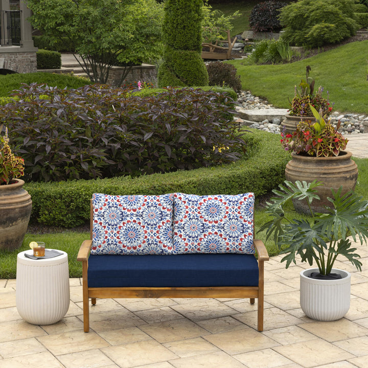 Arden Selections Outdoor Loveseat Cushion Set 48 x 24 Water Repellent Fade Cabana Stripe