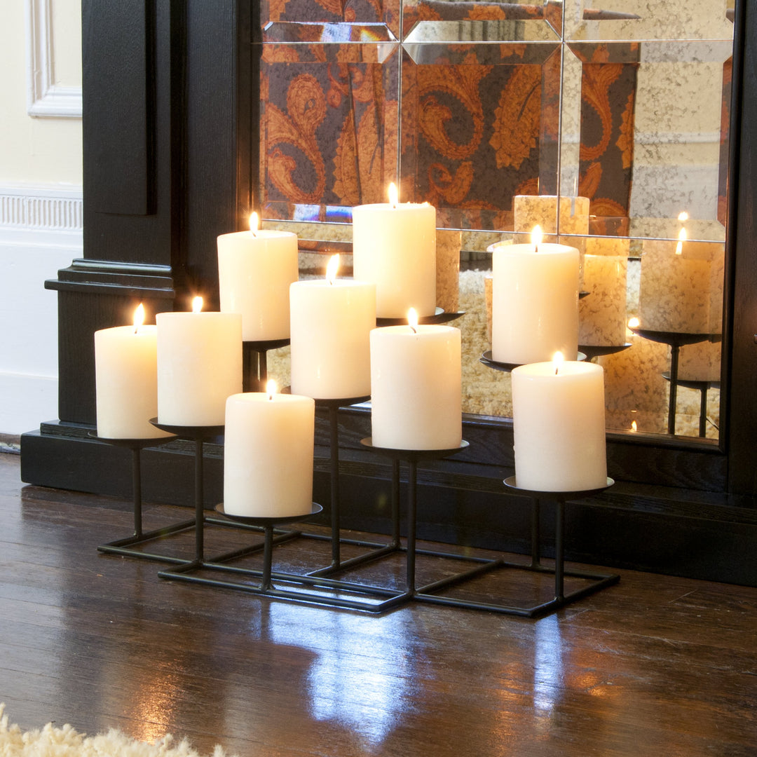 SEI Furniture 9 Candle Wrought Iron Candelabra Matte Black