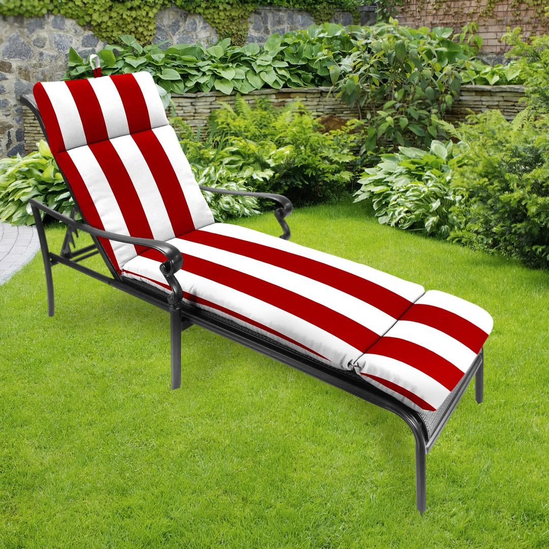 Lounge Cushion Red Striped Casual Polyester Water Resistant