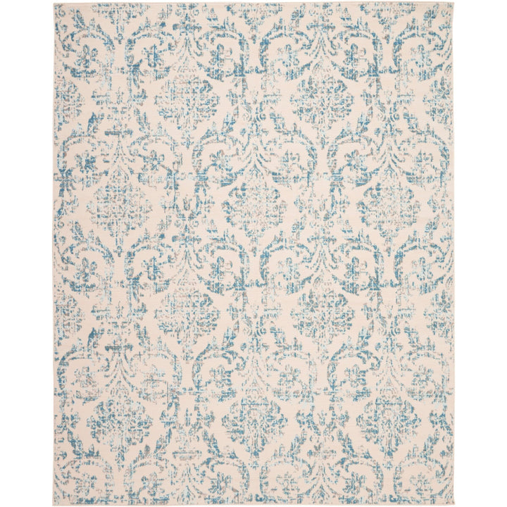 Nourison Jubilant Damask Ivory/Blue 7'10" x 9'10" Area -Rug Easy -Cleaning Non 7'10" x 9'10" - Ivory/Blue