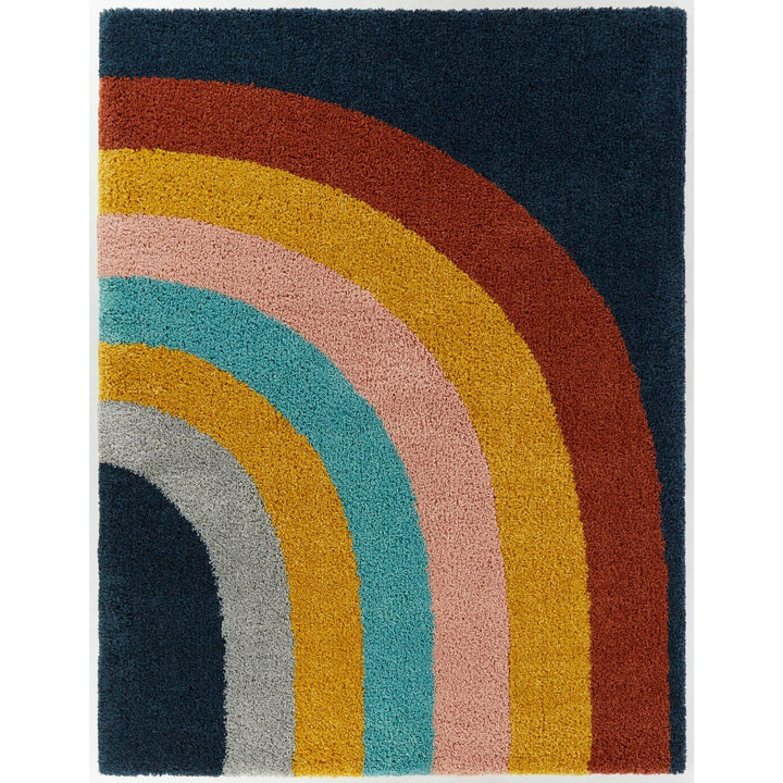 Balta Rugs Amelia Rainbow Shag Area Rug 5'3" x 7' - Navy Blue