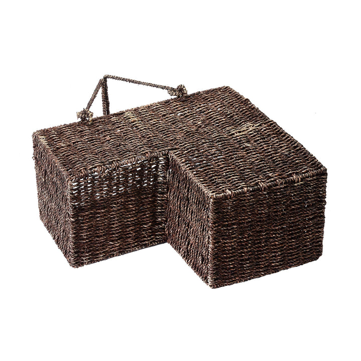 Villacera 14-Inch Wicker Stair Case Basket with Handles|Handmade Woven